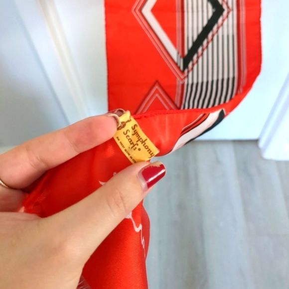 Vintage Symphony Scarfs Leonardi red and white made in Italy - Picture 8 of 11